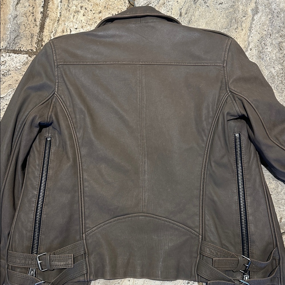 IRO Leather Moto Jacket in Gray/Putty Color - Picture 11 of 12